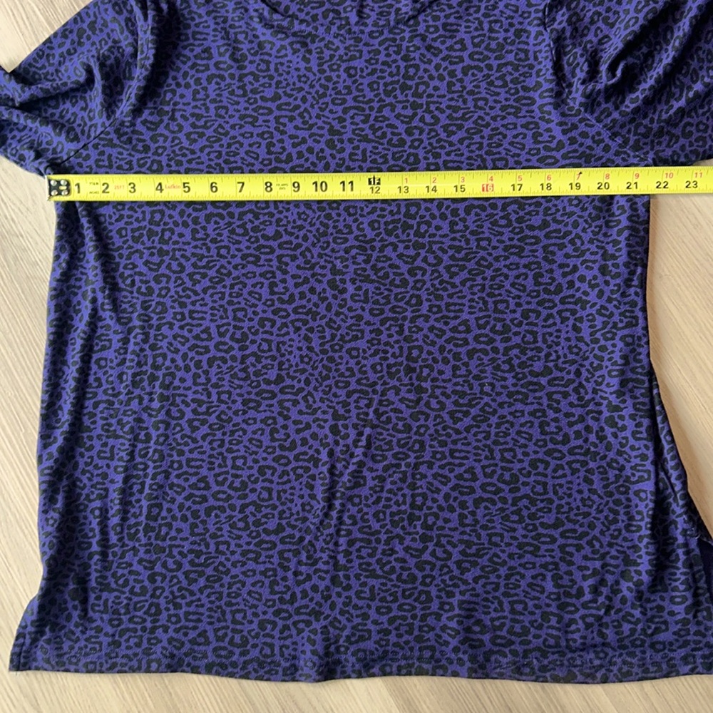 Mario Serrani Italy Animal Print Purple Black Tunic Top XL Lightweight Career - Picture 8 of 15